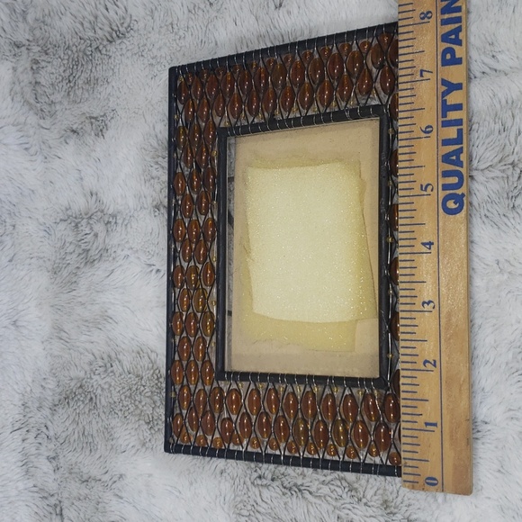 Vintage Metal Picture Frame Boho 70’s Style Orange🧡Stones Beaded Glass - Picture 11 of 11